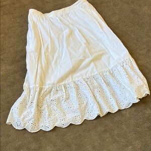 J. Crew White Eyelet Ruffle Midi Skirt